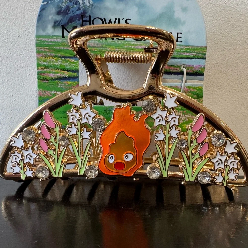 Studio Ghibli Howl's Moving Castle Calcifer Floral Metal Claw Clip